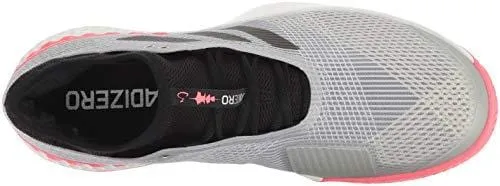 adidas Men's Adizero Ubersonic 3 Tennis Shoe, Matte Silver/Black/Flash red, 11 M US