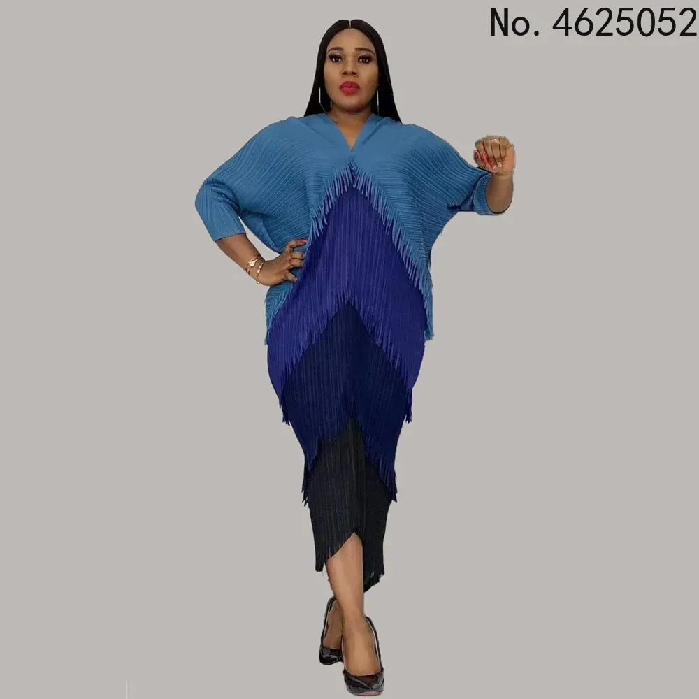 African Dashiki Pleated Tassel Maxi Kaftan Abaya for Women – Muslim Fashion Boubou Robe Dress