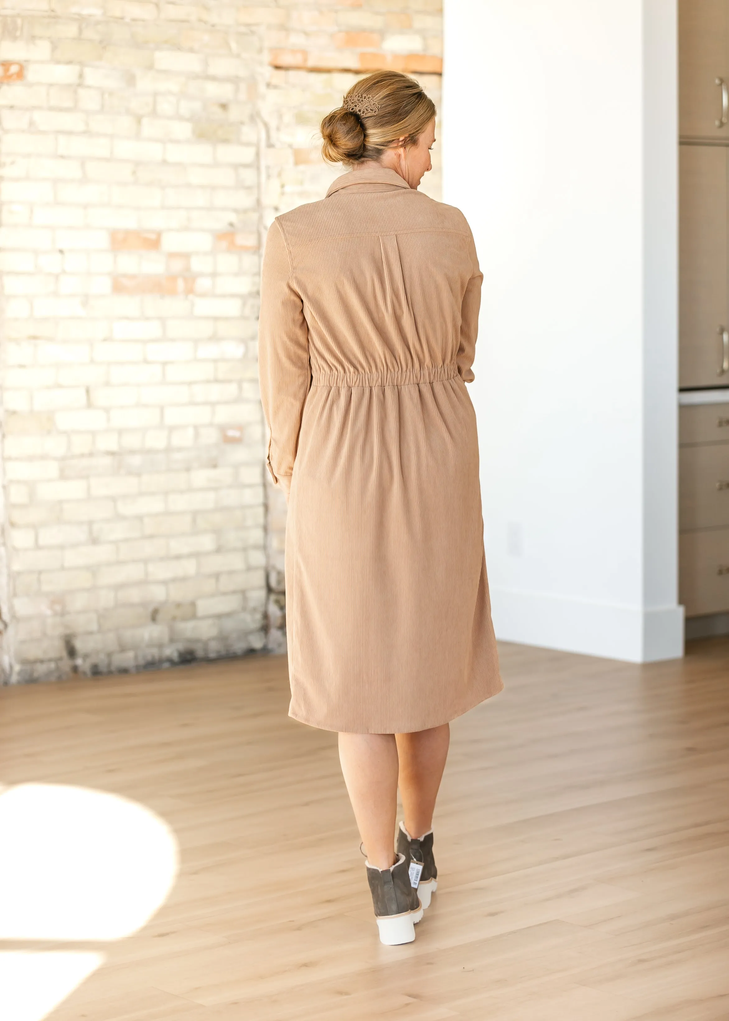 Anika Corduroy Midi Shirt Dress