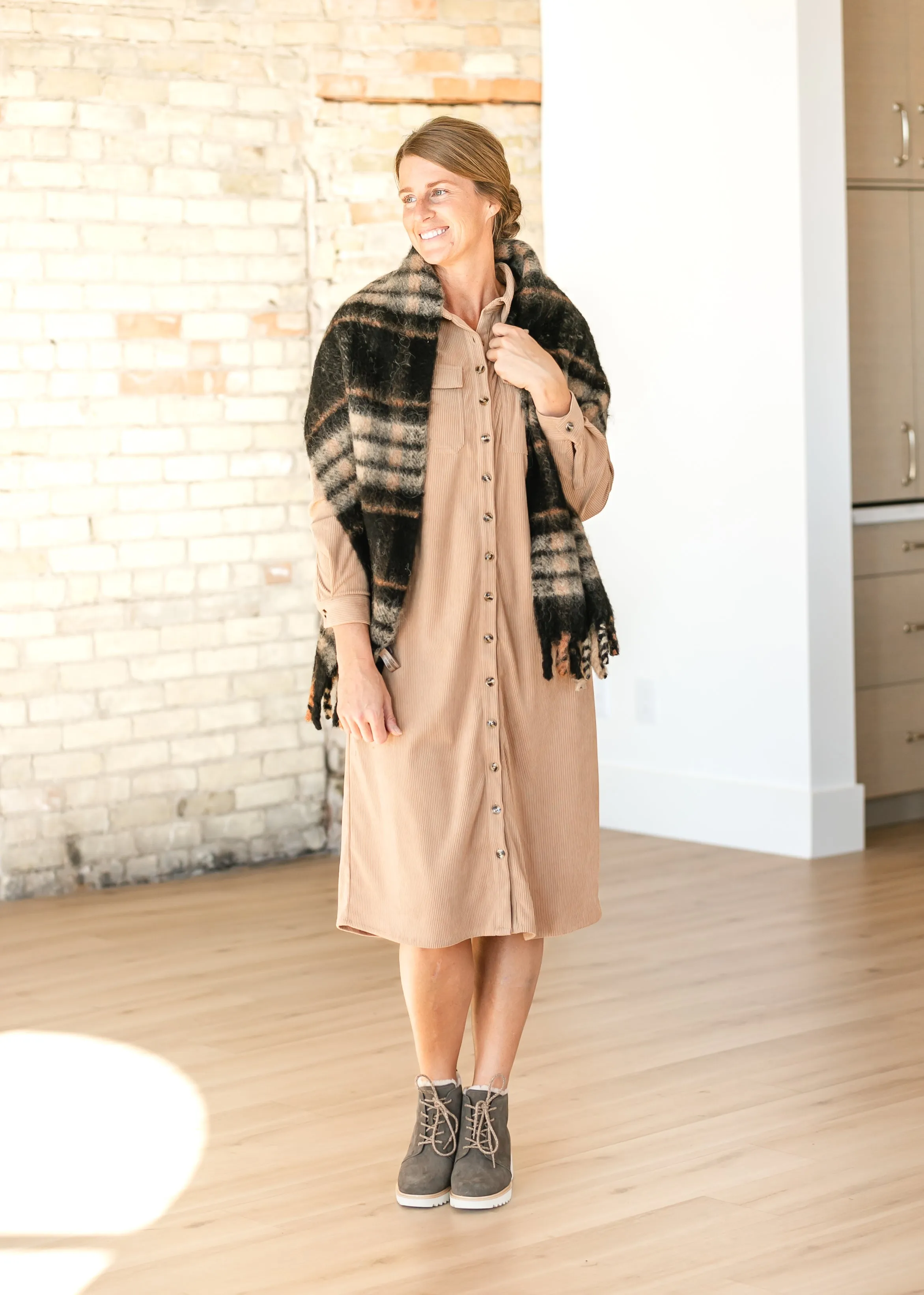 Anika Corduroy Midi Shirt Dress