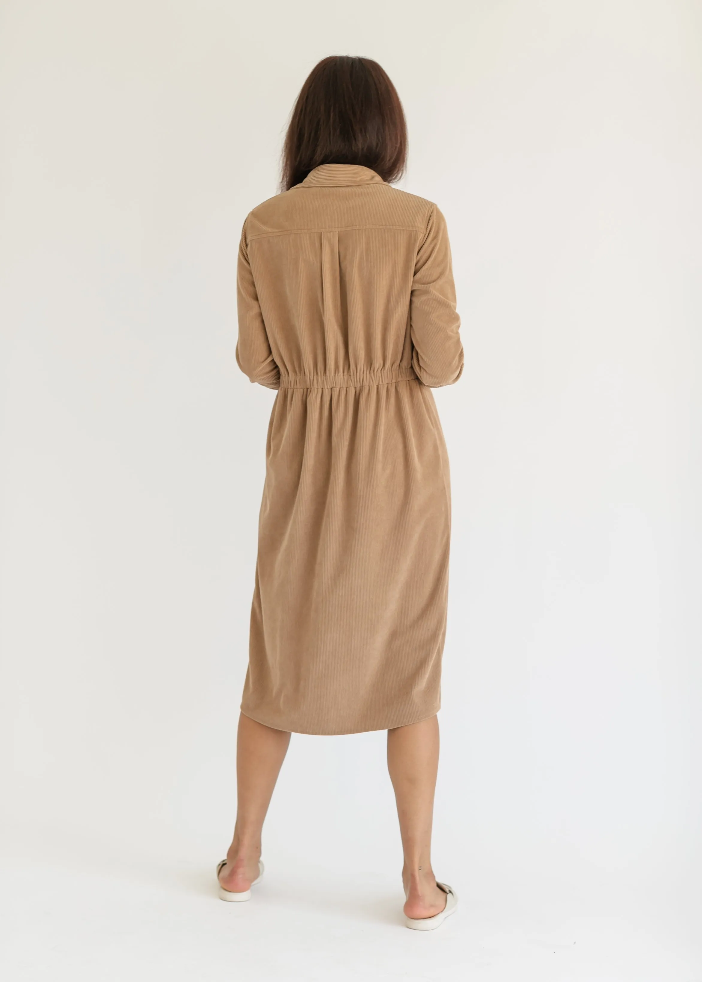 Anika Corduroy Midi Shirt Dress