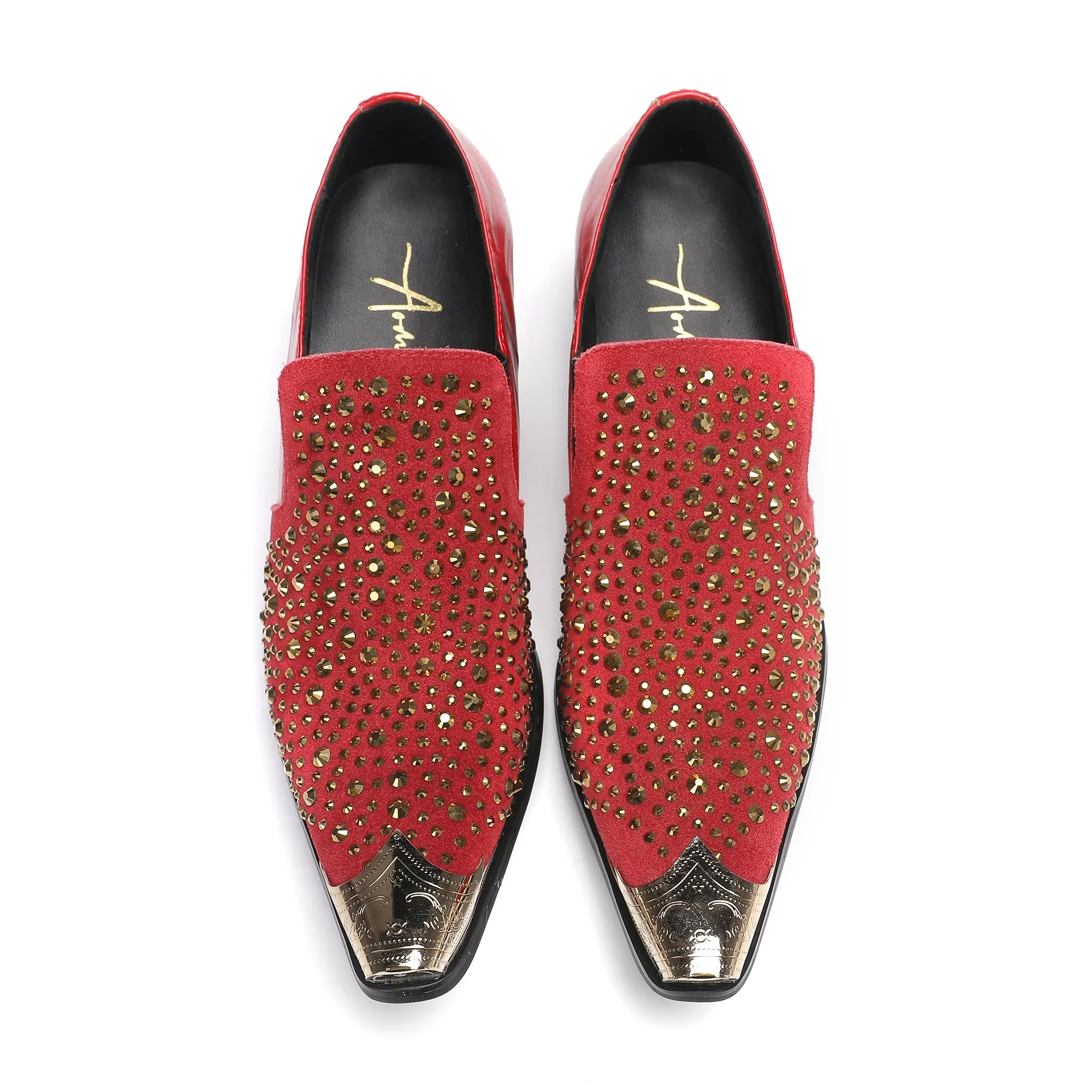 AOMISHOES™  Strass Bruciati Metal Tip Shoes 9115