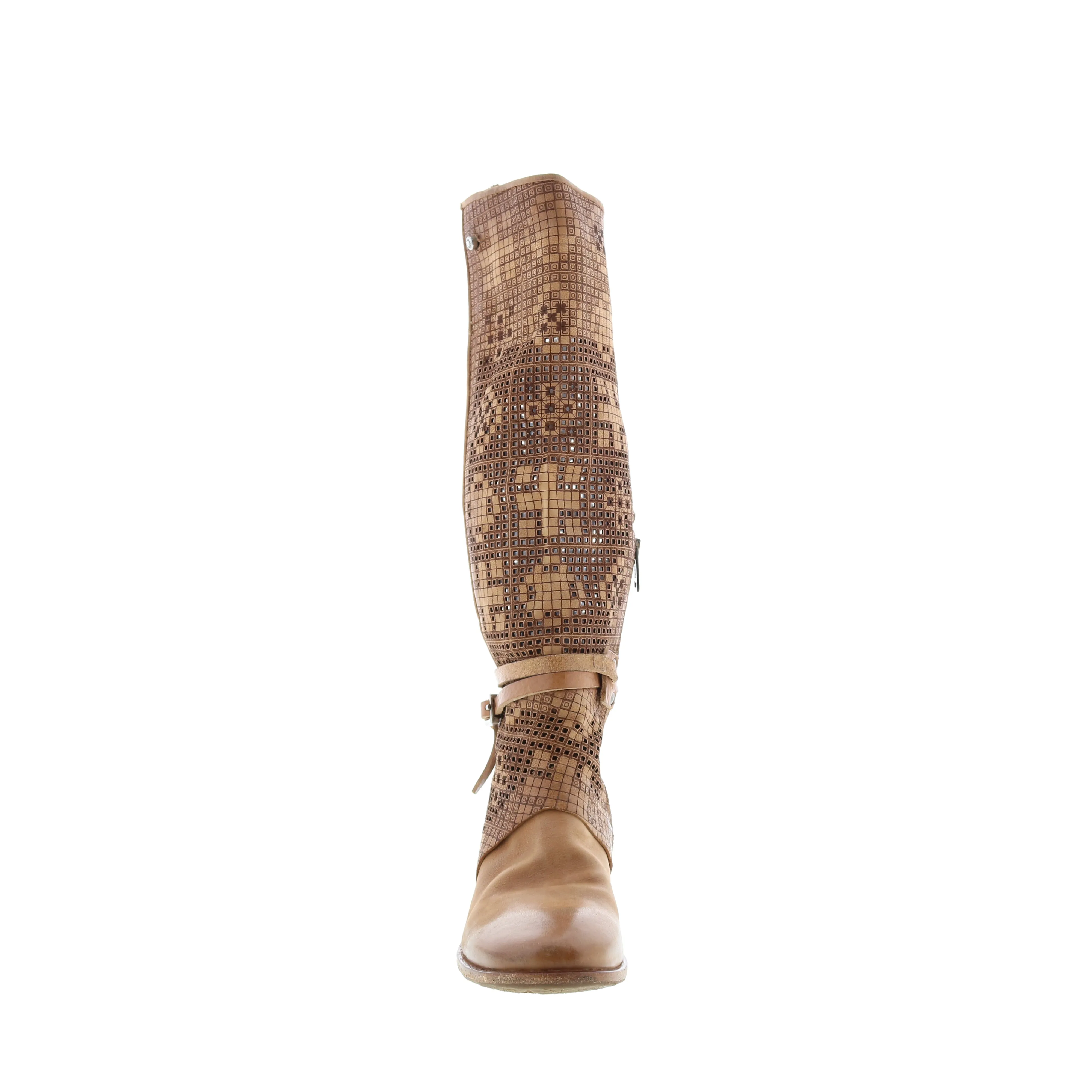 A.S.98 Gene A40313-101 Womens Brown Leather Hook & Loop Knee High Boots
