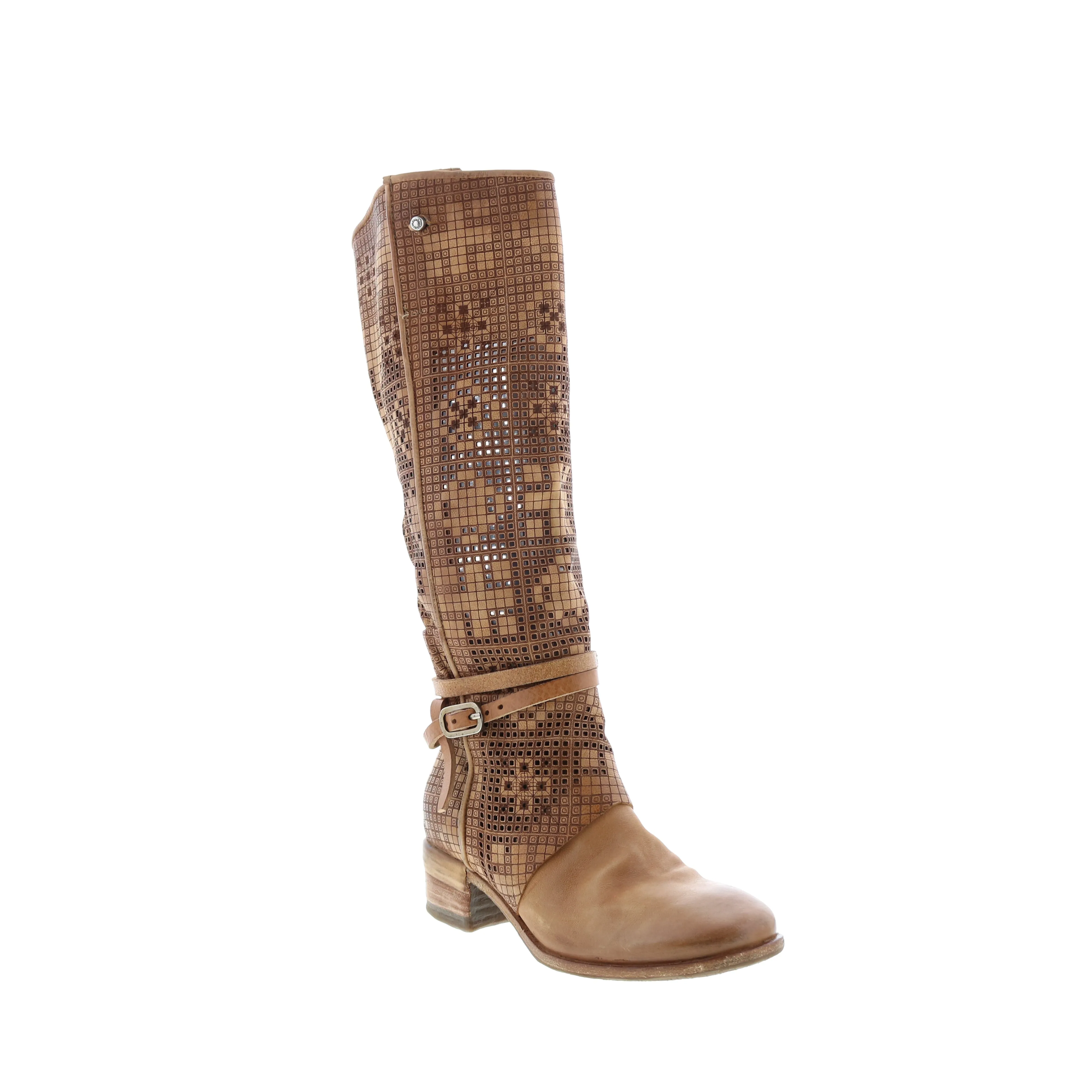 A.S.98 Gene A40313-101 Womens Brown Leather Hook & Loop Knee High Boots