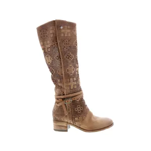 A.S.98 Gene A40313-101 Womens Brown Leather Hook & Loop Knee High Boots