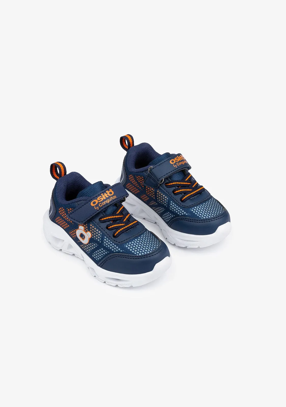 Baby's Navy With Lights Logo Sneakers