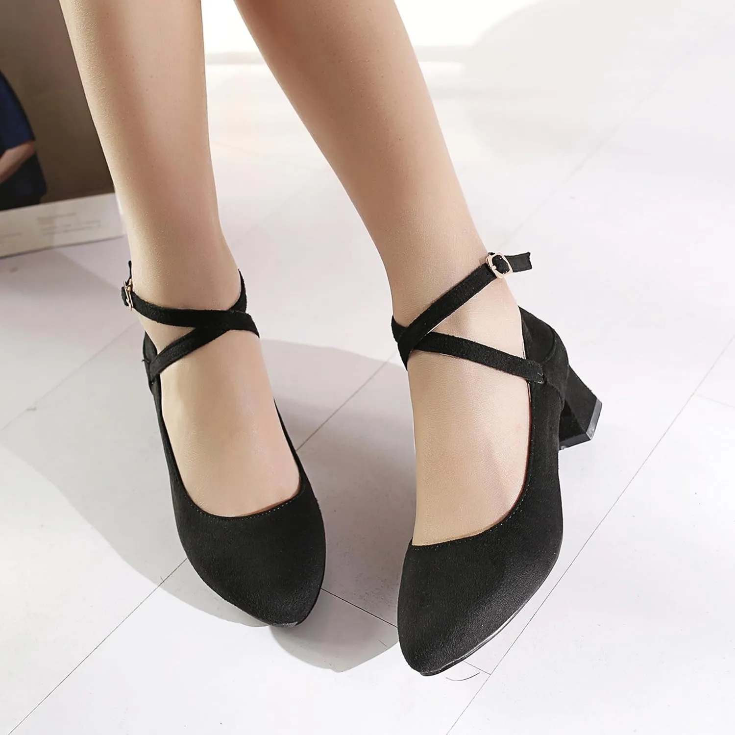 Block Heel Pointed Toe Mary Jane Concise Women Shoes