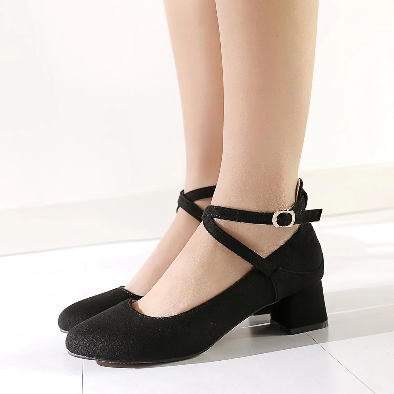 Block Heel Pointed Toe Mary Jane Concise Women Shoes