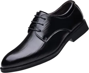 Casual Dress Shoes for Men Fashion Summer and Autumn Men Leather Shoes Low Heel Pointed Toe Lace Casual Comfortable Solid Color Mens Casual Dress Fashion Oxfords Skate Shoes