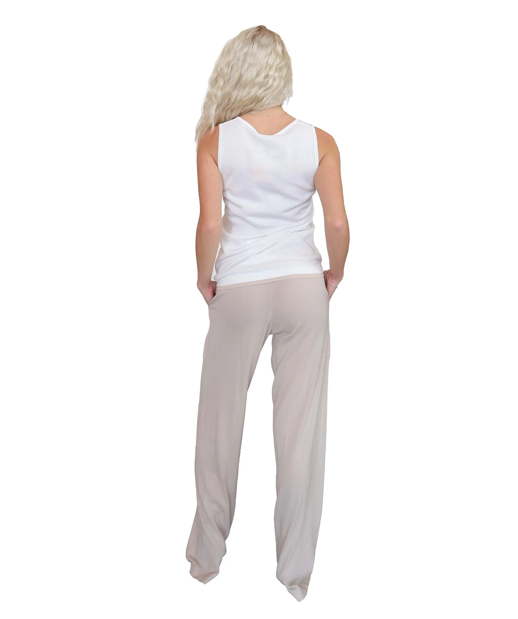 Chanel Tank Pants Set White Beige DXBS0219