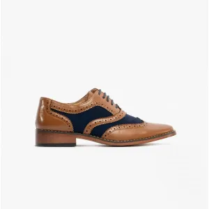 DAVID JNR Boys Two Tone Brogues Tan/Navy