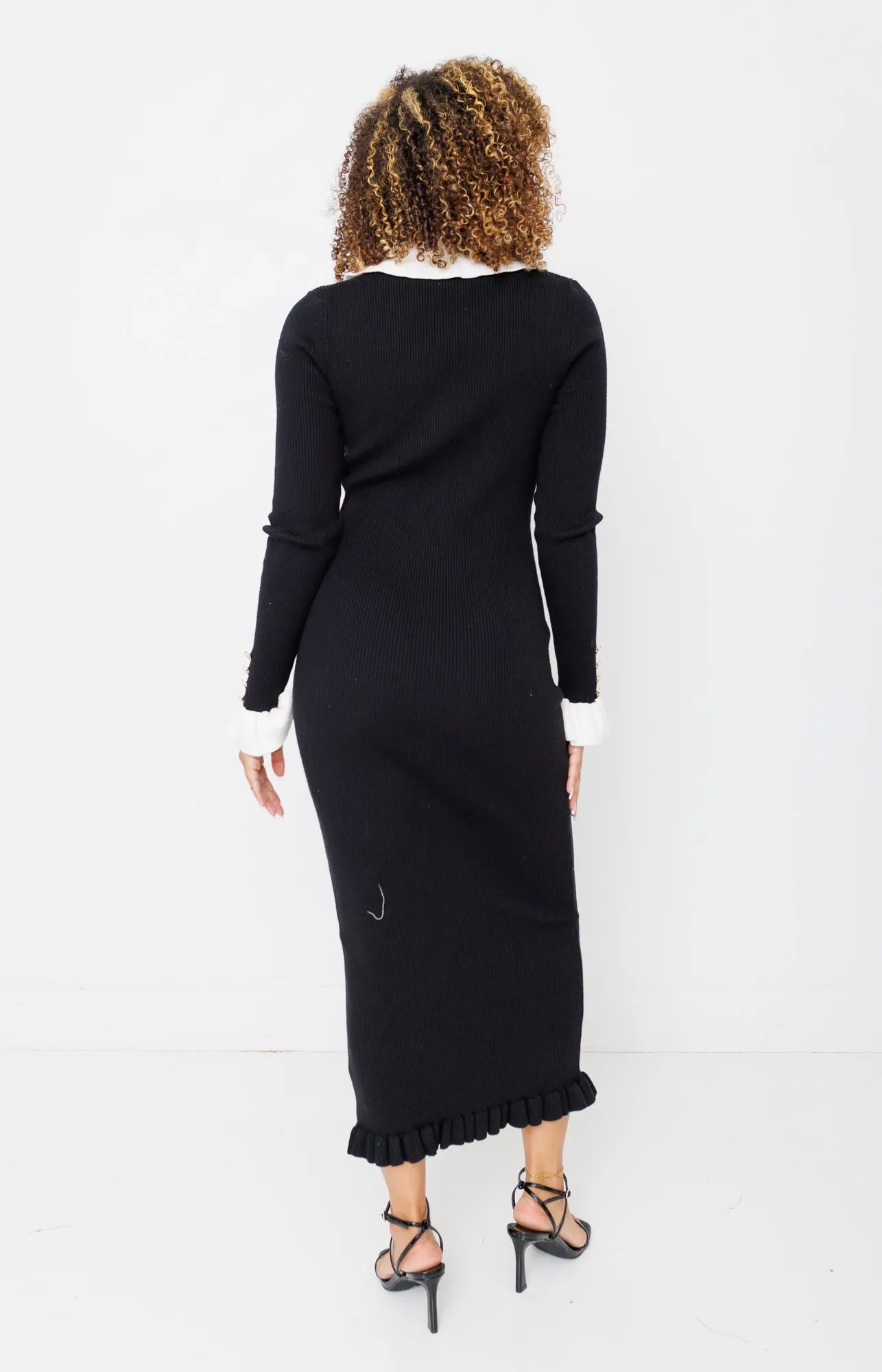 Ditsy & Demure Dress, BLACK IVORY