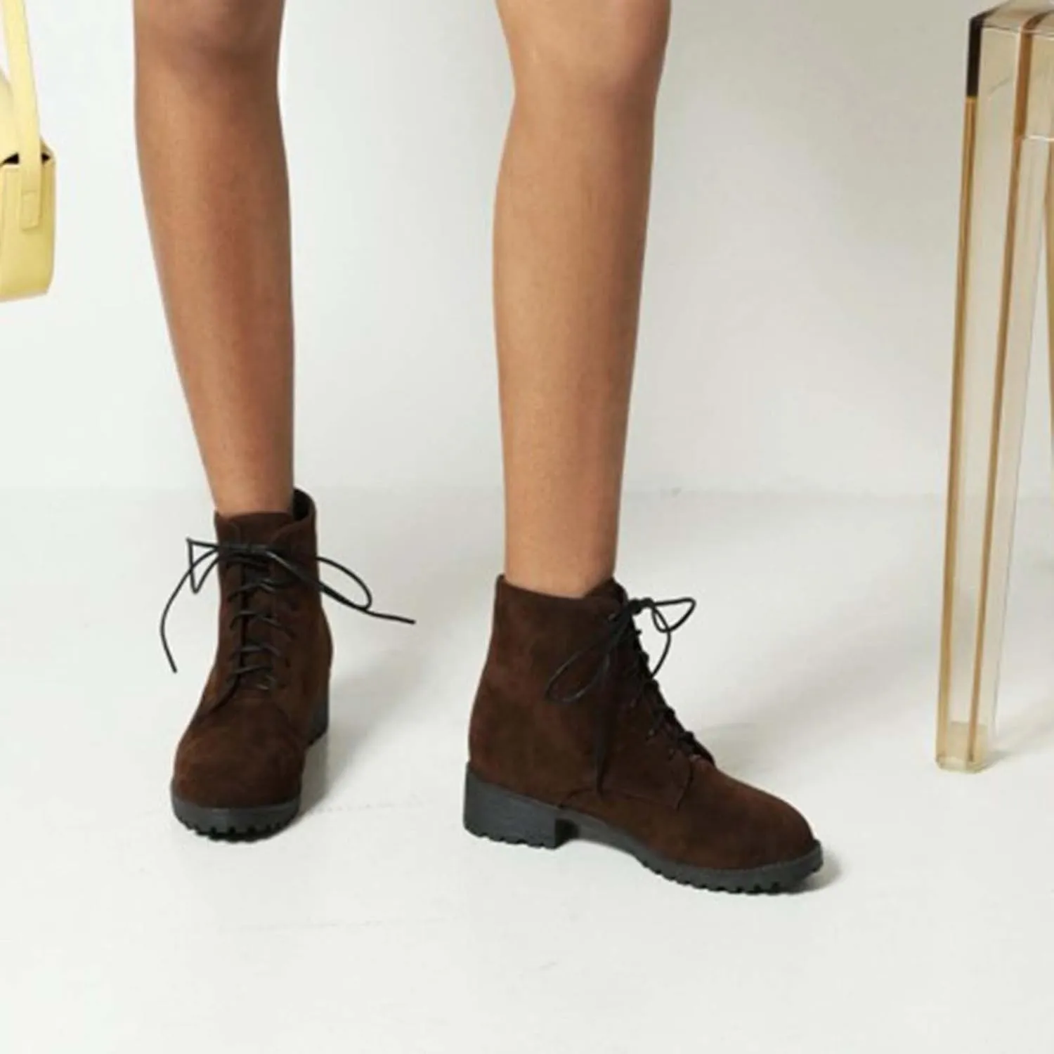 Fall Boots Women Ankle Comfortable Booties for Women Lace Up Ankle Boots Mens Casual Boot Casual Round Head Slip on Pointed Toe Leather Casual
