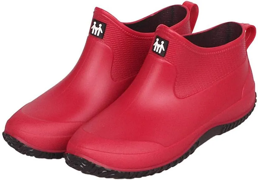 FENIKUSU Men's Waterproof Rain Boots Ankle High Antiskid Garden Kitchen Work Shoes with Comfortable Insole