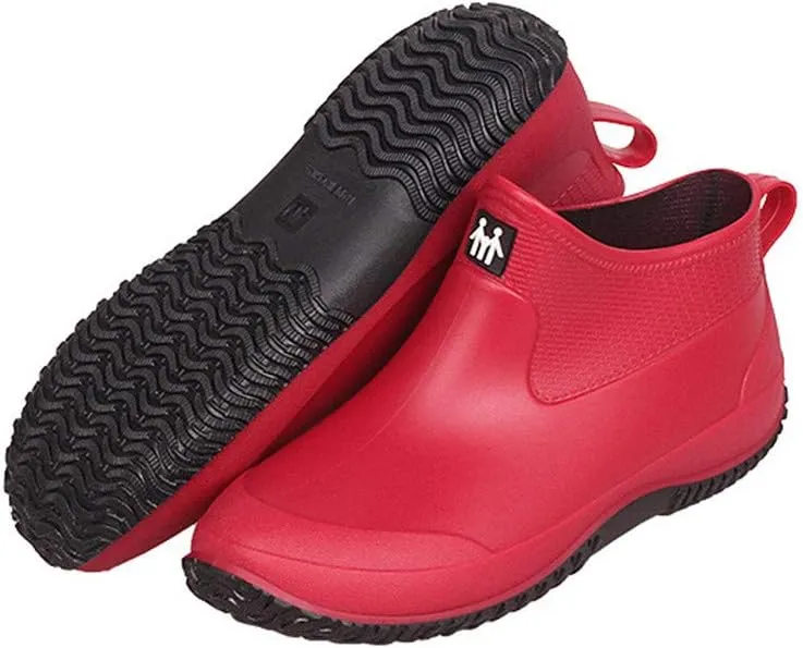 FENIKUSU Men's Waterproof Rain Boots Ankle High Antiskid Garden Kitchen Work Shoes with Comfortable Insole