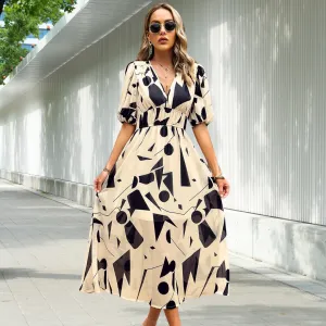 Gianna™ | Classic Midi Dress With Puff Sleeves