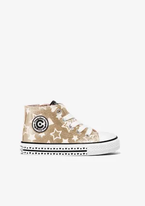 Girl's Light Gold Glows in the Dark Hi-Top Sneakers