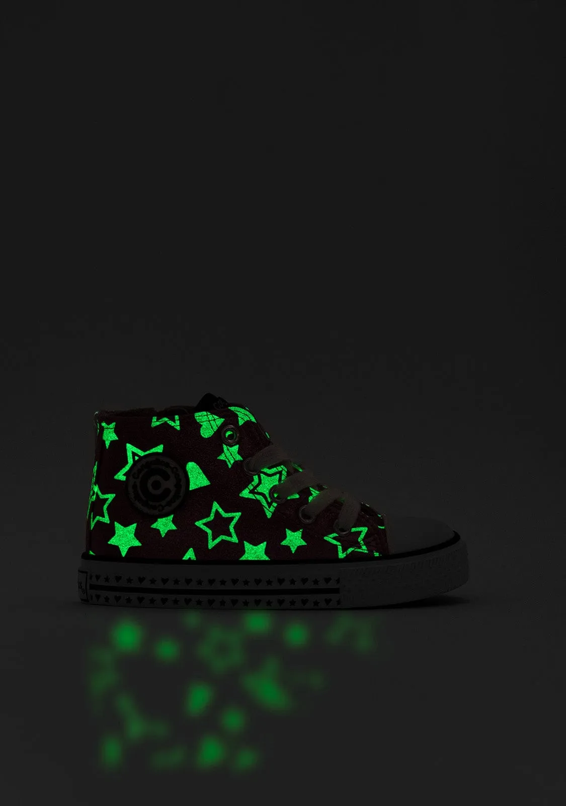 Girl's Light Gold Glows in the Dark Hi-Top Sneakers