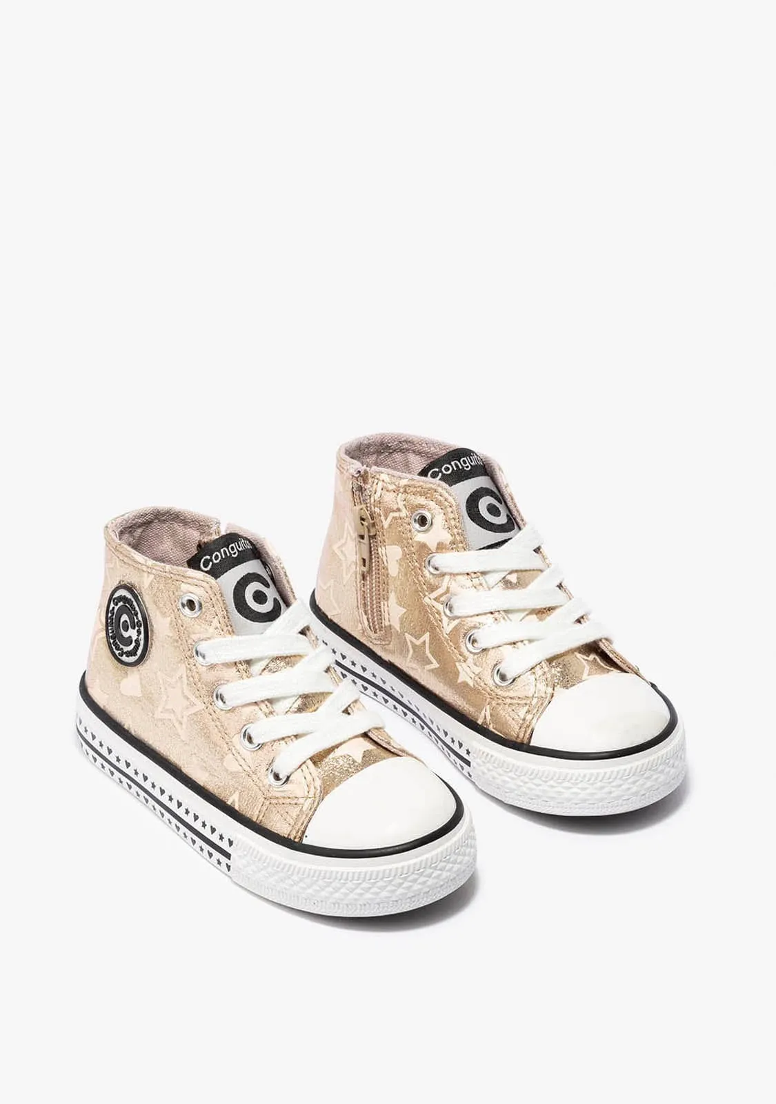 Girl's Light Gold Glows in the Dark Hi-Top Sneakers