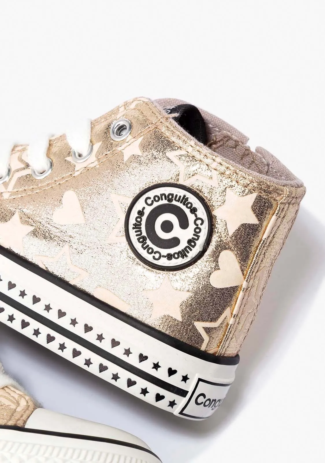 Girl's Light Gold Glows in the Dark Hi-Top Sneakers