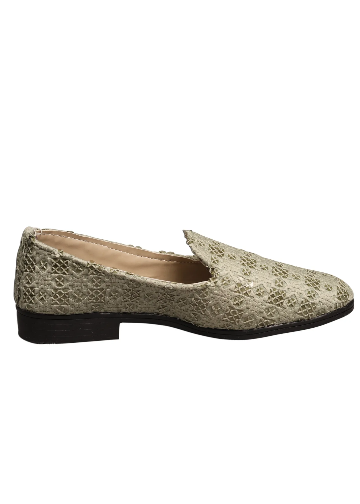Green Sequence Loafer Shoe For Men
