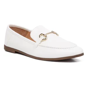 Horsebit Embellished Faux Leather Loafers