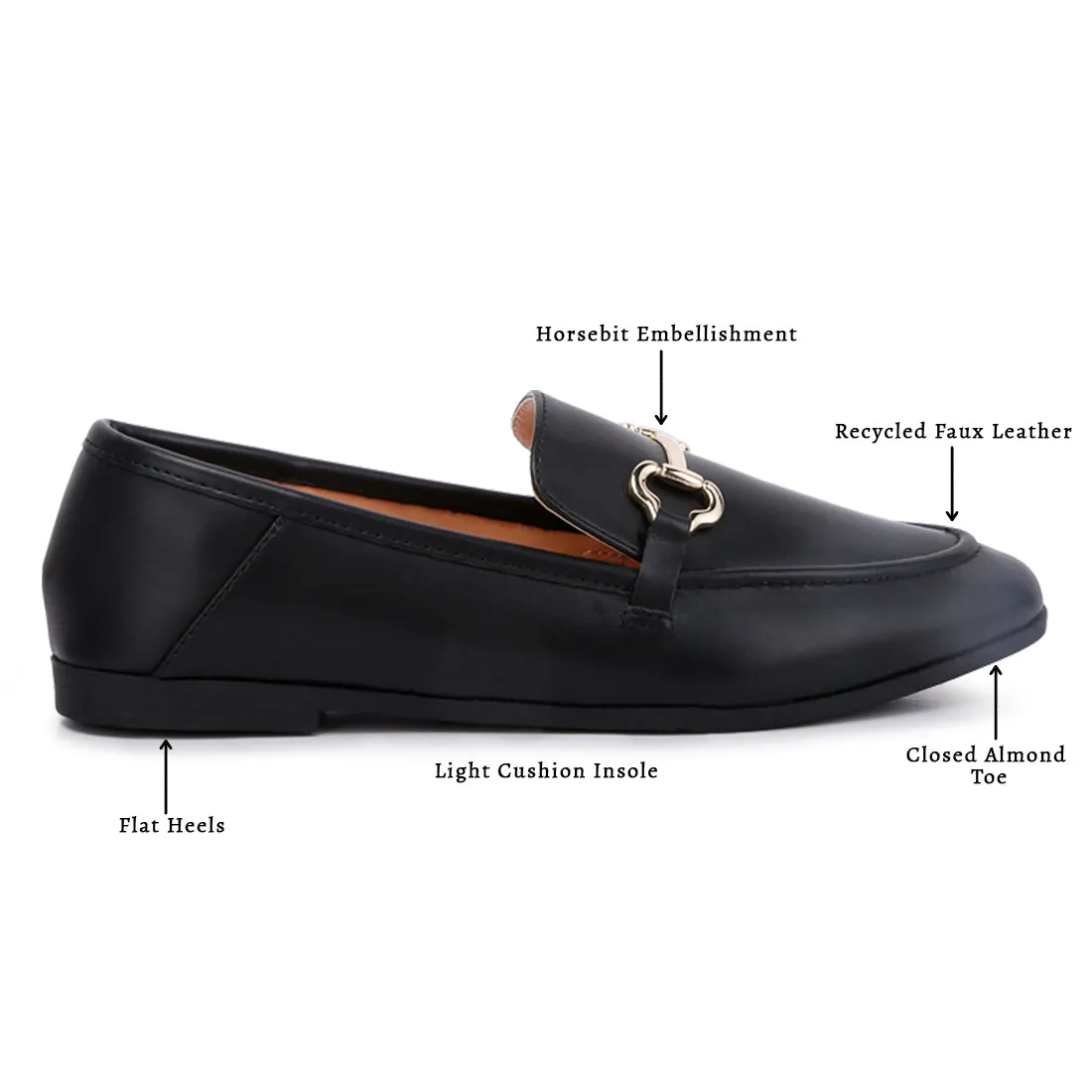 Horsebit Embellished Faux Leather Loafers
