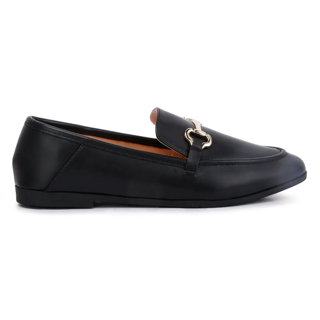 Horsebit Embellished Faux Leather Loafers