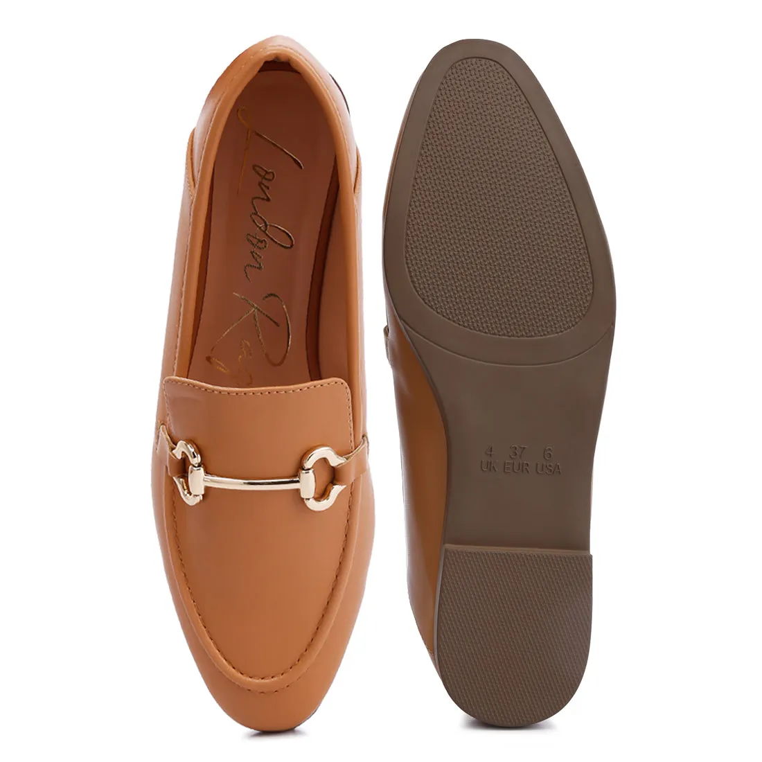 Horsebit Embellished Faux Leather Loafers