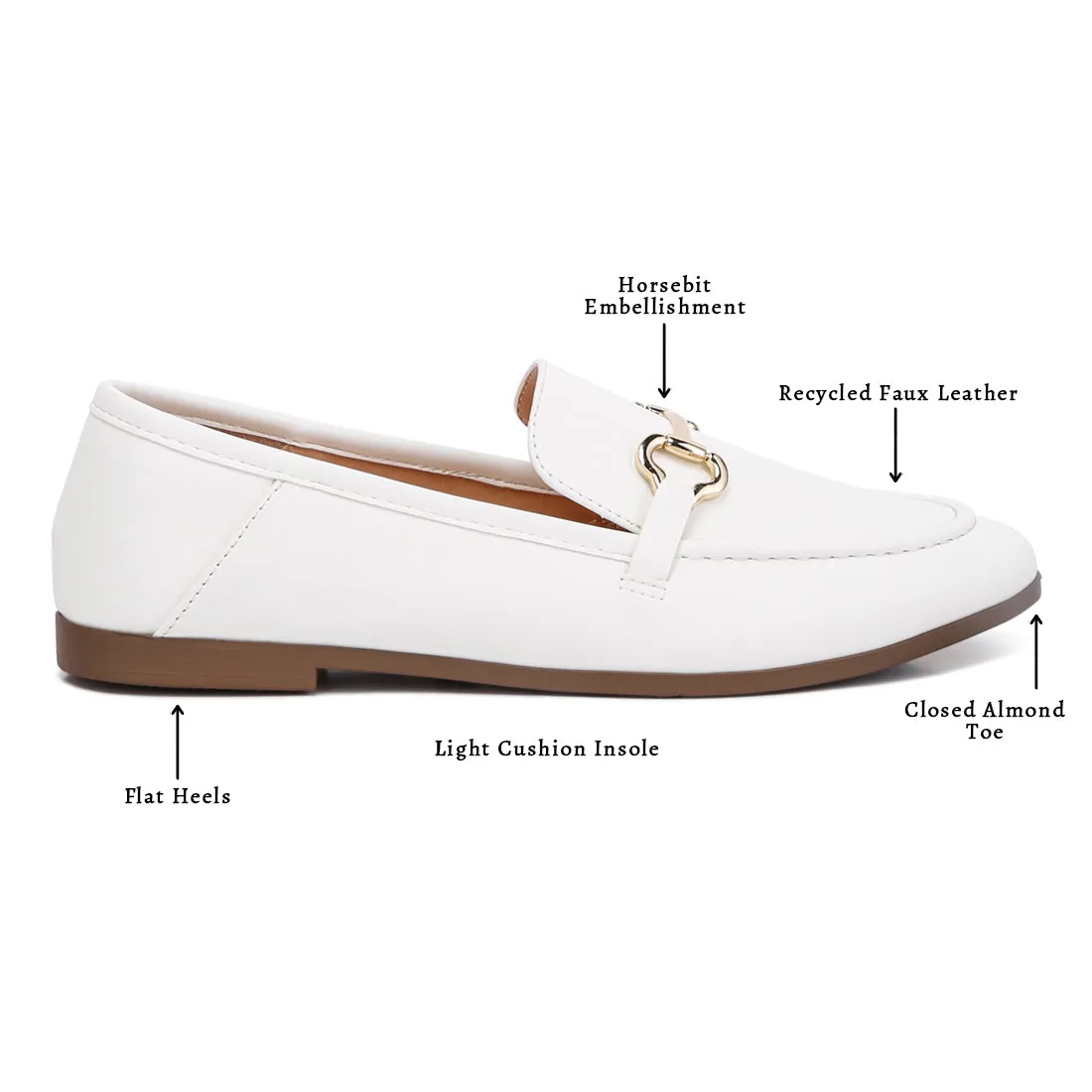Horsebit Embellished Faux Leather Loafers