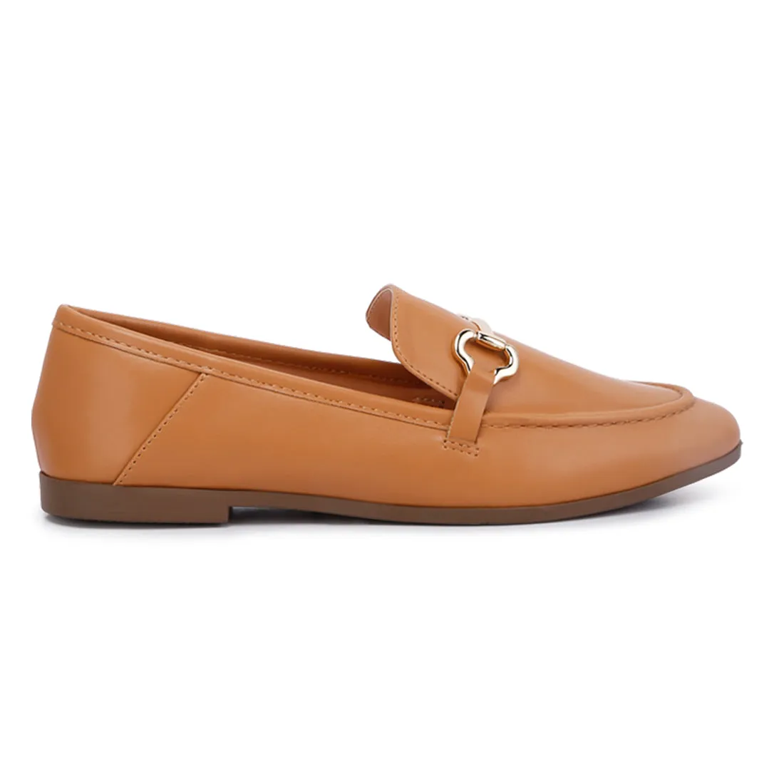 Horsebit Embellished Faux Leather Loafers