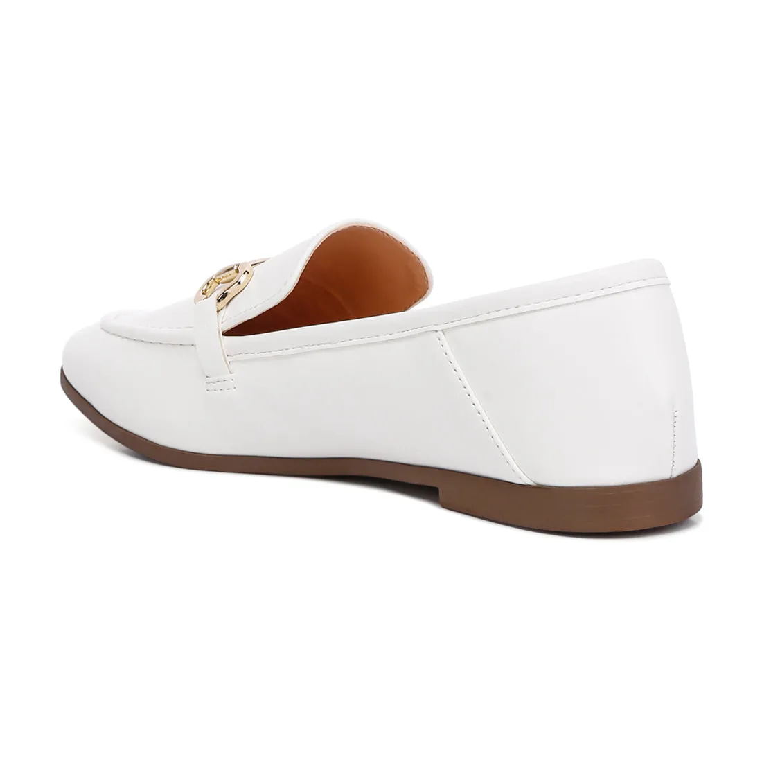 Horsebit Embellished Faux Leather Loafers