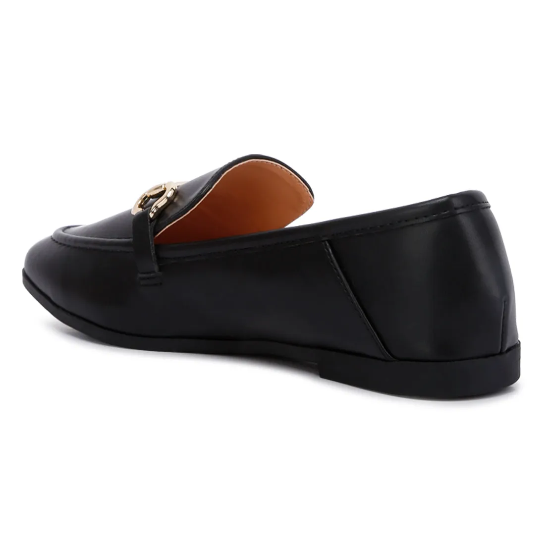 Horsebit Embellished Faux Leather Loafers