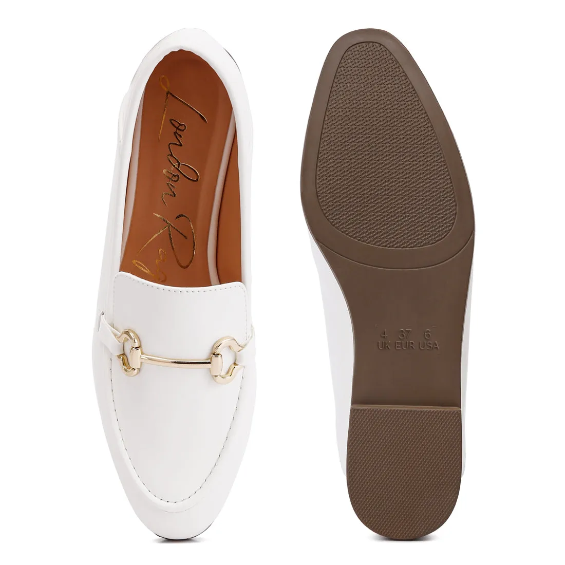 Horsebit Embellished Faux Leather Loafers