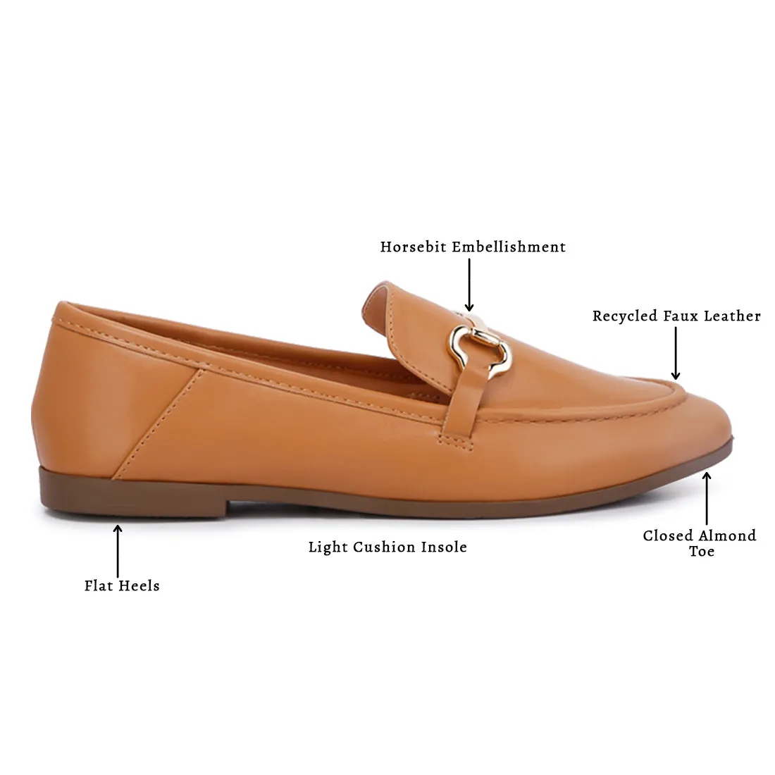 Horsebit Embellished Faux Leather Loafers