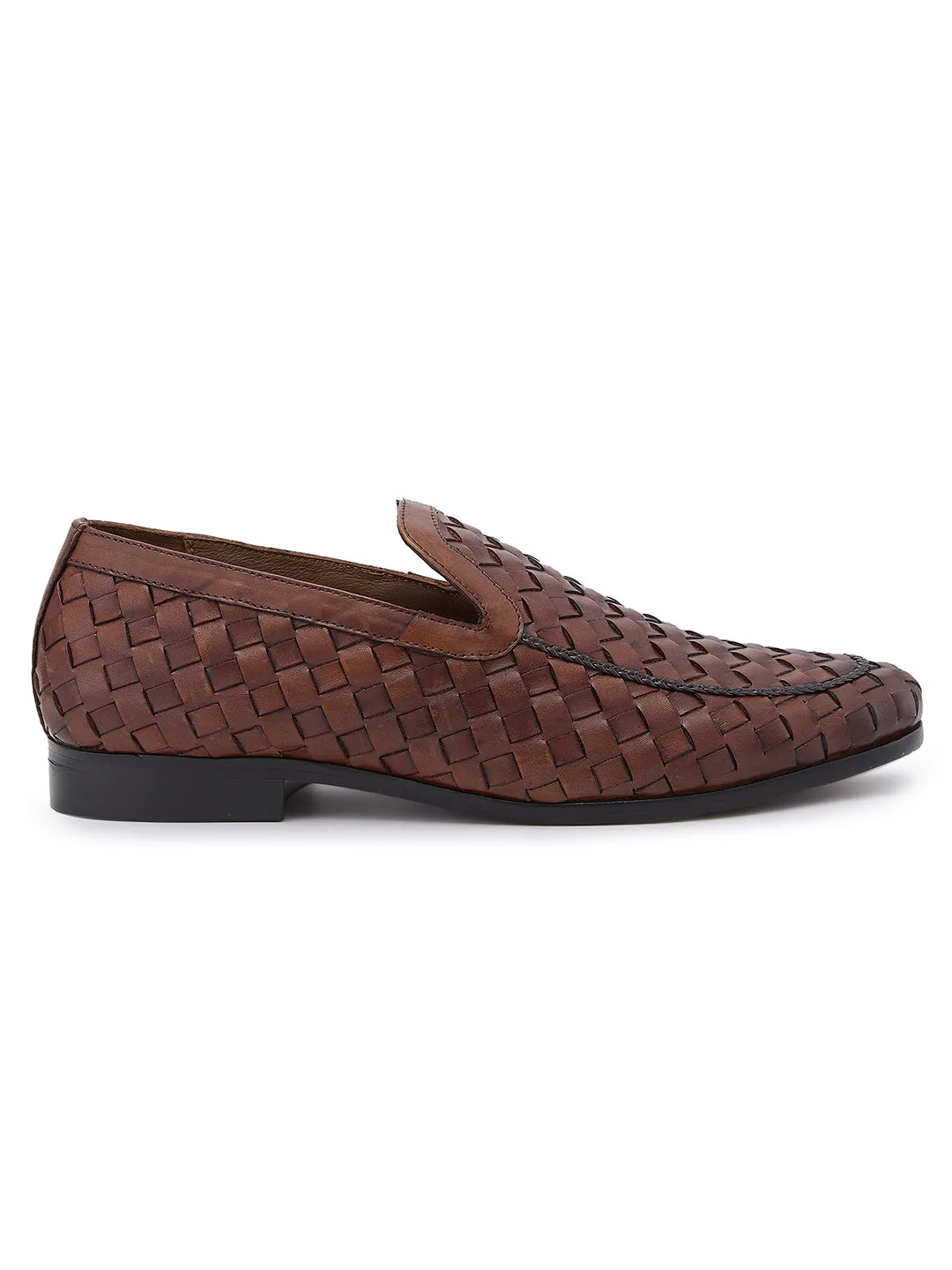 Imperio By Regal Mens Woven Textuted Leather Formal Slip Ons