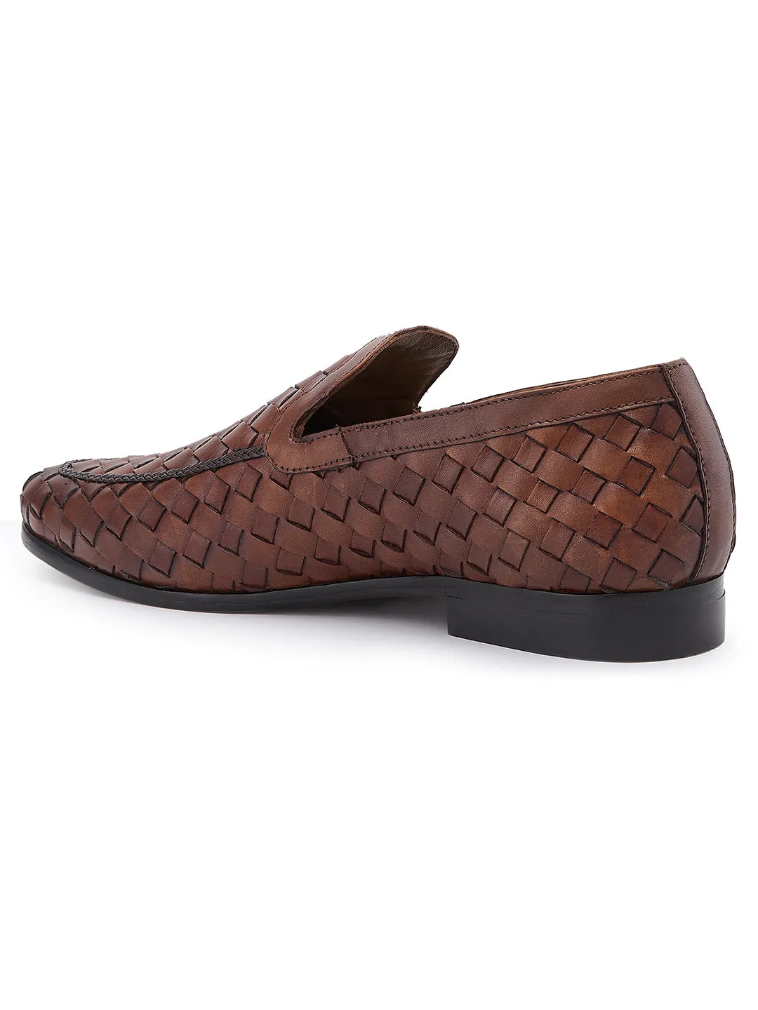 Imperio By Regal Mens Woven Textuted Leather Formal Slip Ons