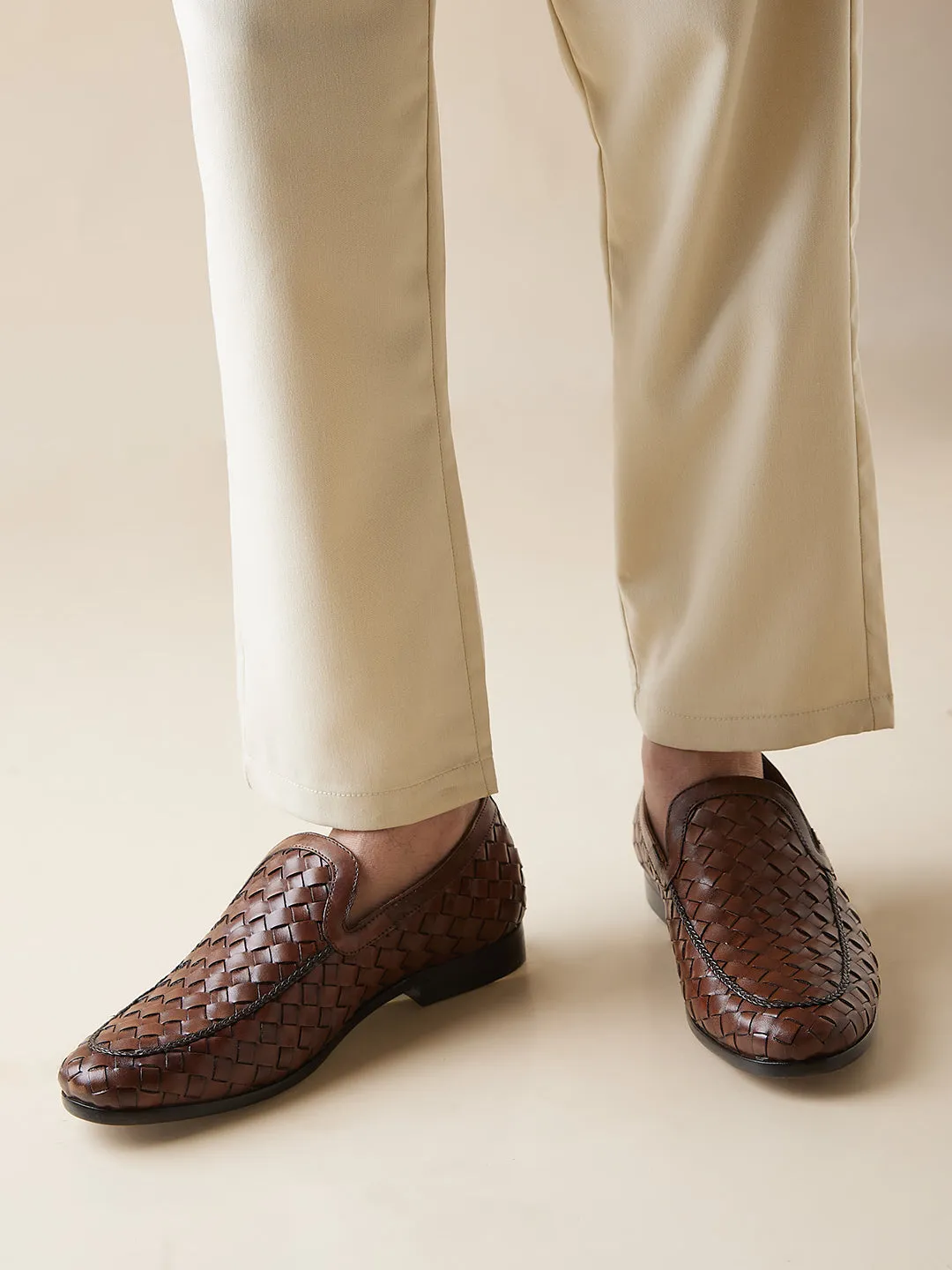 Imperio By Regal Mens Woven Textuted Leather Formal Slip Ons
