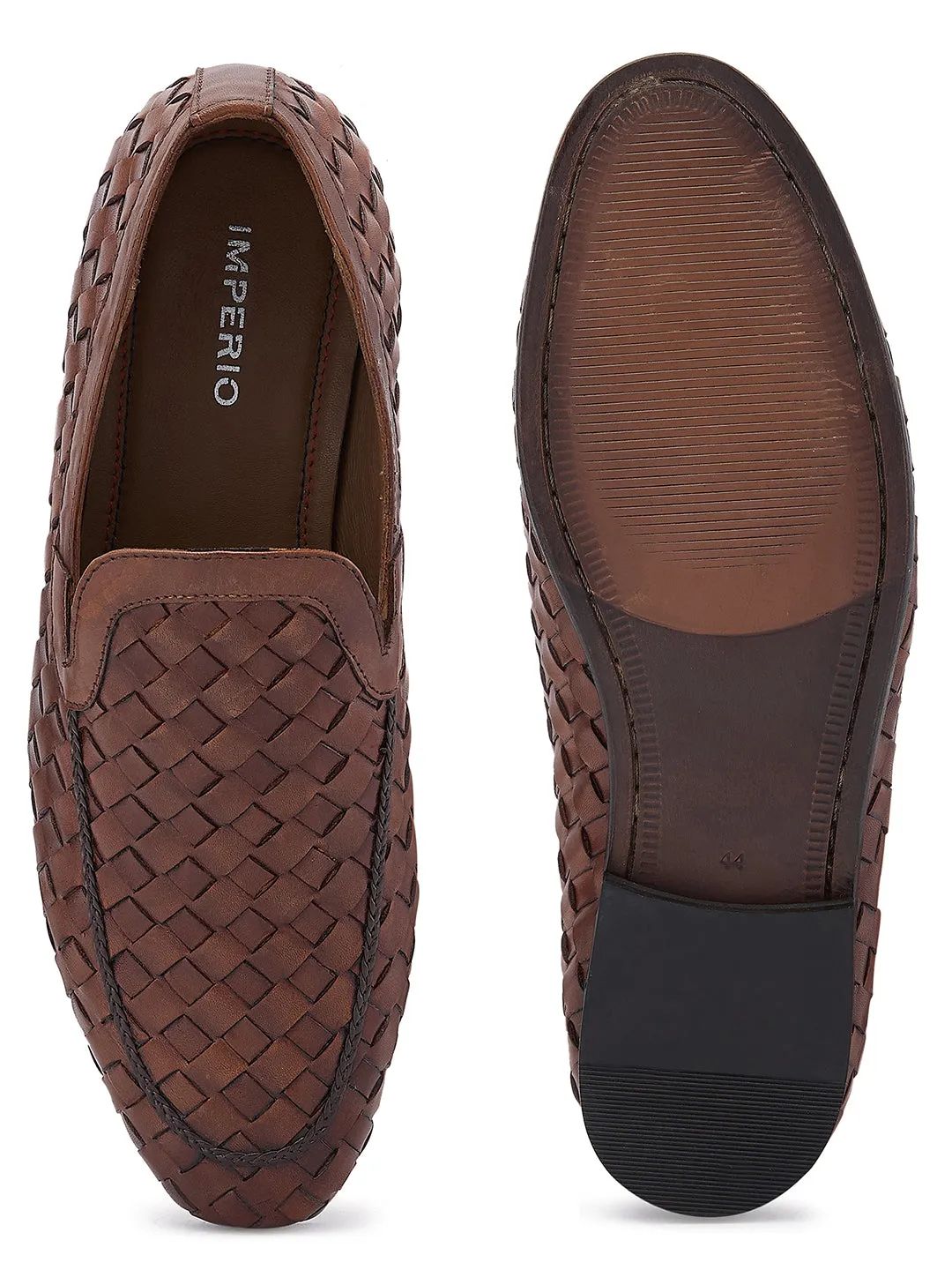 Imperio By Regal Mens Woven Textuted Leather Formal Slip Ons