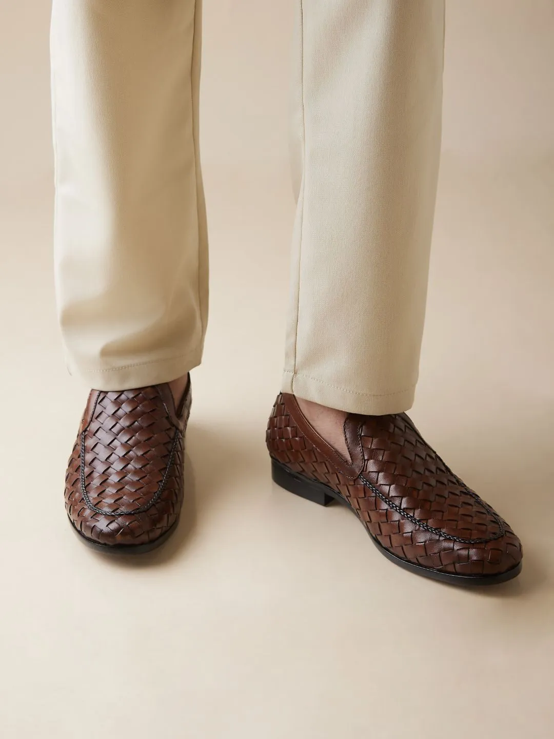 Imperio By Regal Mens Woven Textuted Leather Formal Slip Ons