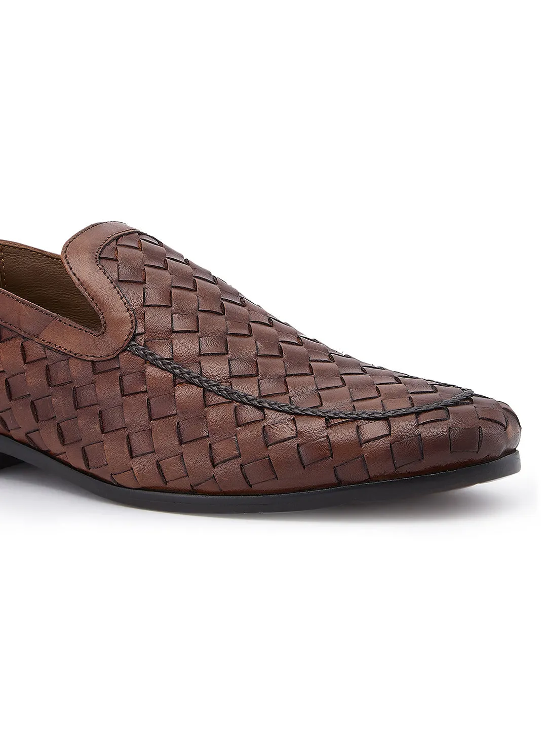 Imperio By Regal Mens Woven Textuted Leather Formal Slip Ons