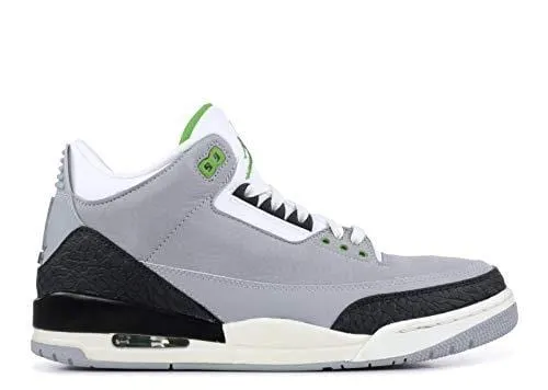 Jordan 136064-006: Mens Air 3 Retro Tinker Light Grey/Chlorophyll/Black Sneakers (9 D(M) US Men)
