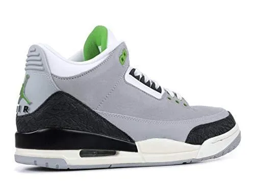 Jordan 136064-006: Mens Air 3 Retro Tinker Light Grey/Chlorophyll/Black Sneakers (9 D(M) US Men)