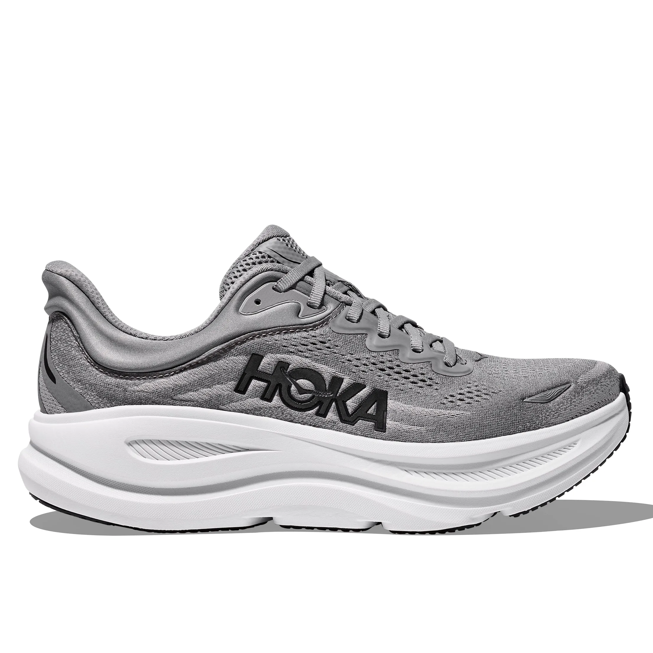 Mens Hoka Bondi 9 Wide in Galactic Grey/Stellar Grey