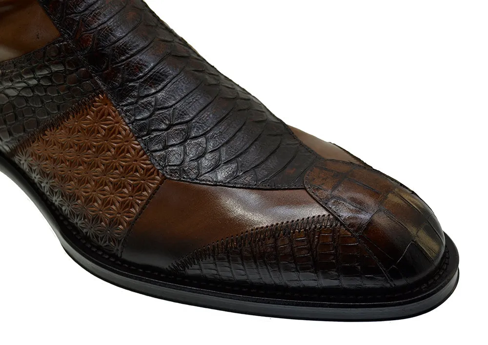 Men's Italian Shoes Jo Ghost 4996 Brown Leather Formal Ankle Boots