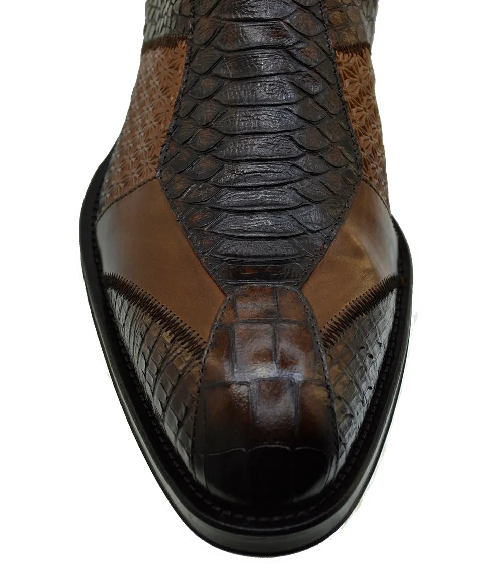 Men's Italian Shoes Jo Ghost 4996 Brown Leather Formal Ankle Boots