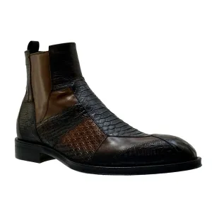 Men's Italian Shoes Jo Ghost 4996 Brown Leather Formal Ankle Boots