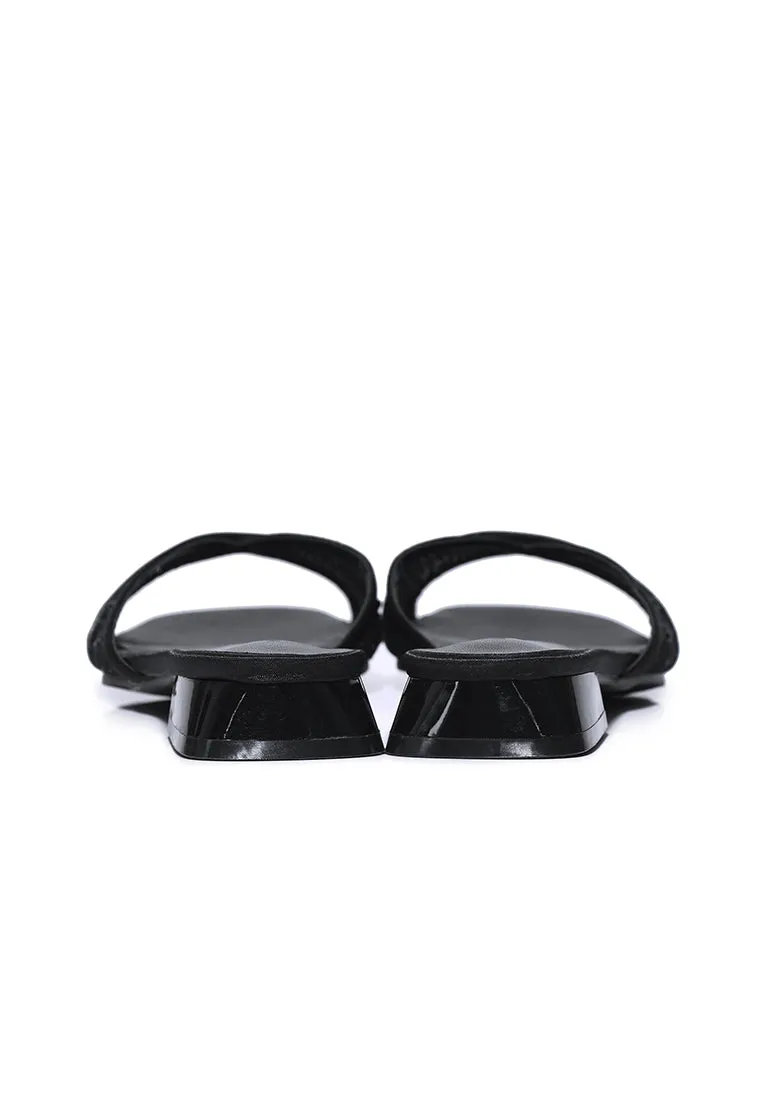 Naomi Glittered Slip Ons Sandals (Black)