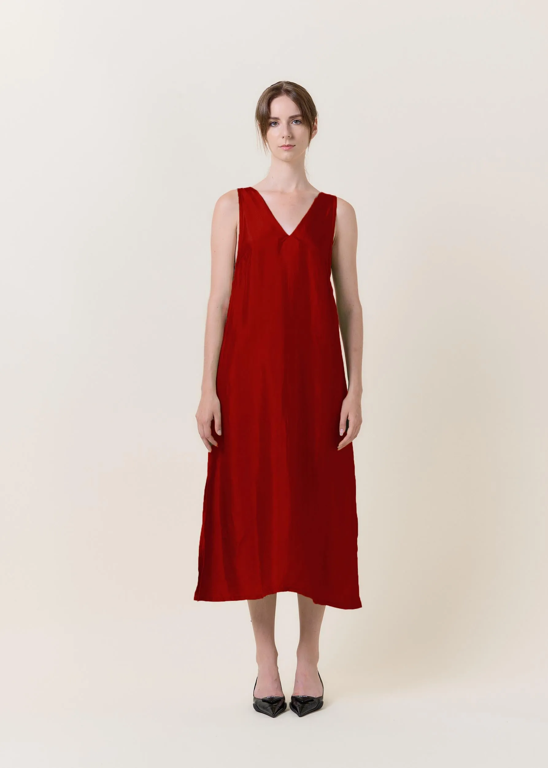 Red Silk Maxi Dress