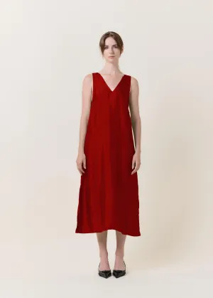 Red Silk Maxi Dress